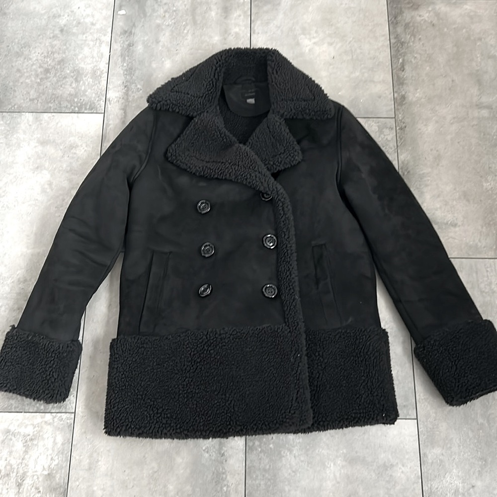 MOTHER Faux Shearling black Jacket coat XS warm